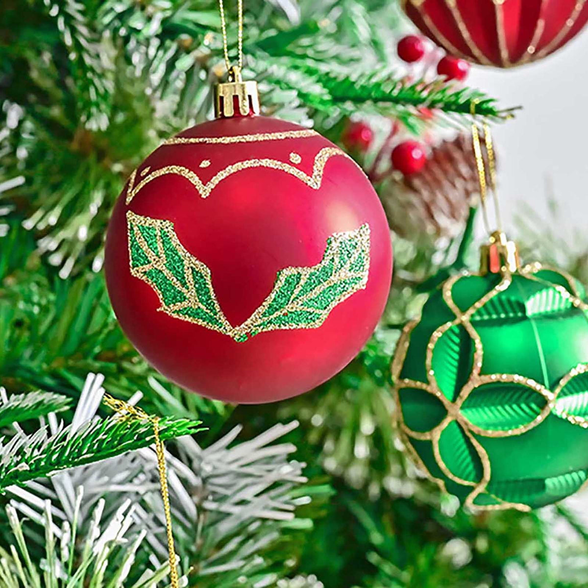 Kbndieu 16 Pcs Christmas Ornaments Ball 3.15" Multicolour Plastic Christmas Tree Decorations Set Shatterproof Hanging Ornaments for Christmas Tree Xmas Holiday Home Decor