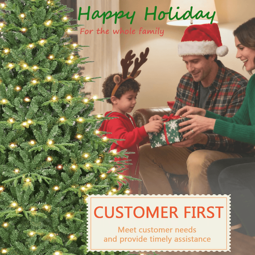 Makeatree 4ft Prelit Artificial Christmas Tree Realistic Fir Xmas Tree with 907 PE PVC Tips & 150 Lights Green & Foldable Base