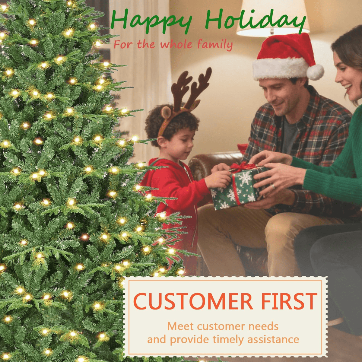 Makeatree 4ft Prelit Artificial Christmas Tree Realistic Fir Xmas Tree with 907 PE PVC Tips & 150 Lights Green & Foldable Base