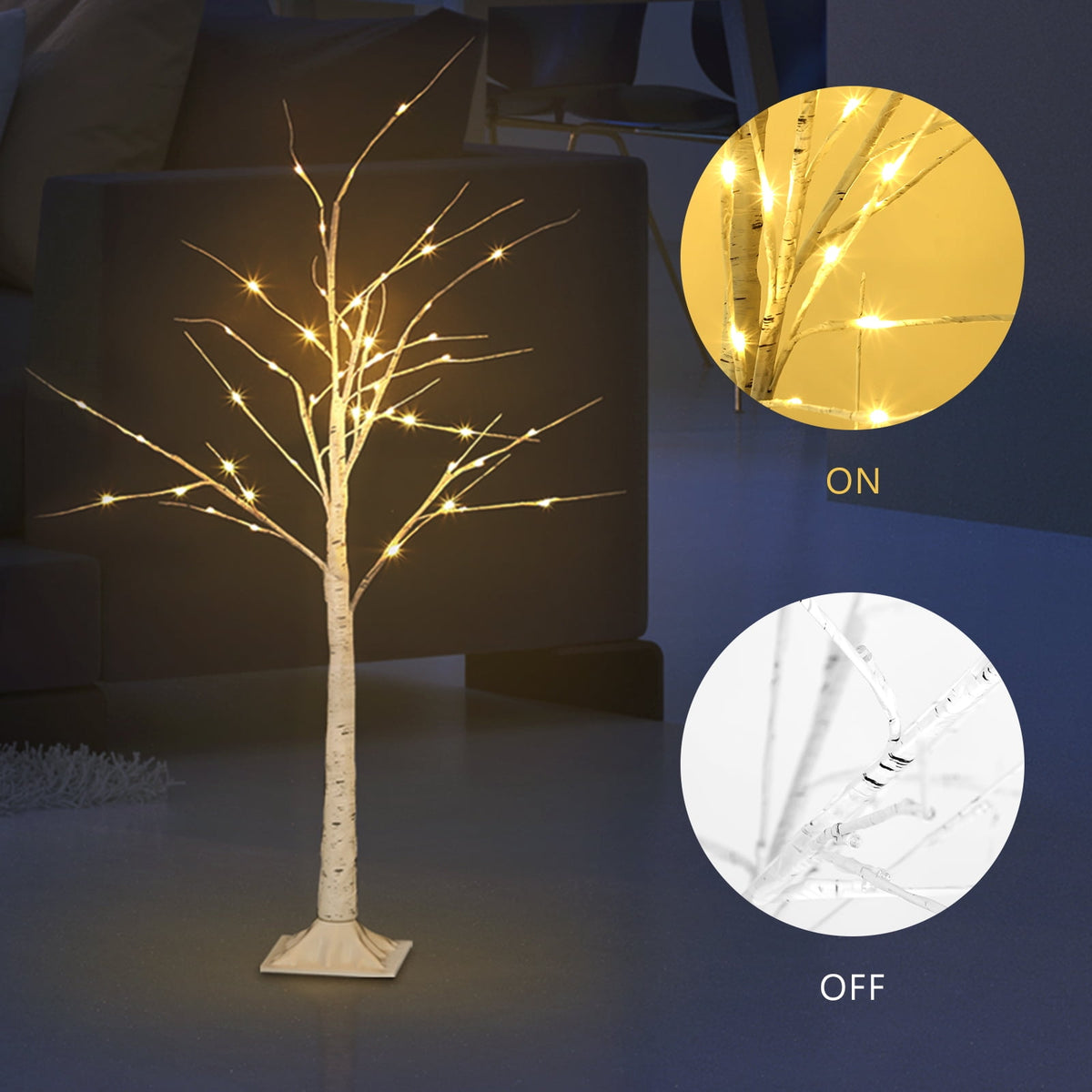 6FT LED Birch Tree Fairy Light Indoor Outdoor Christmas Holiday Decoration
