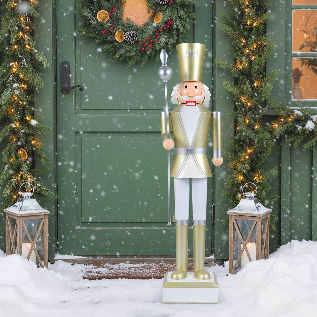 Costway 4’ Christmas Nutcracker with High Hat & Beautiful Scepter, Uniform & Boots for Yard Gold