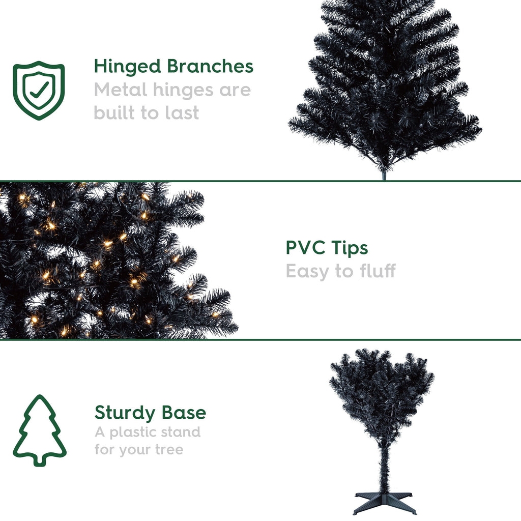 6.5' Pre-Lit Madison Pine Green Artificial Christmas Tree with Color-Changing LED Lights and Stand, by Holiday Time