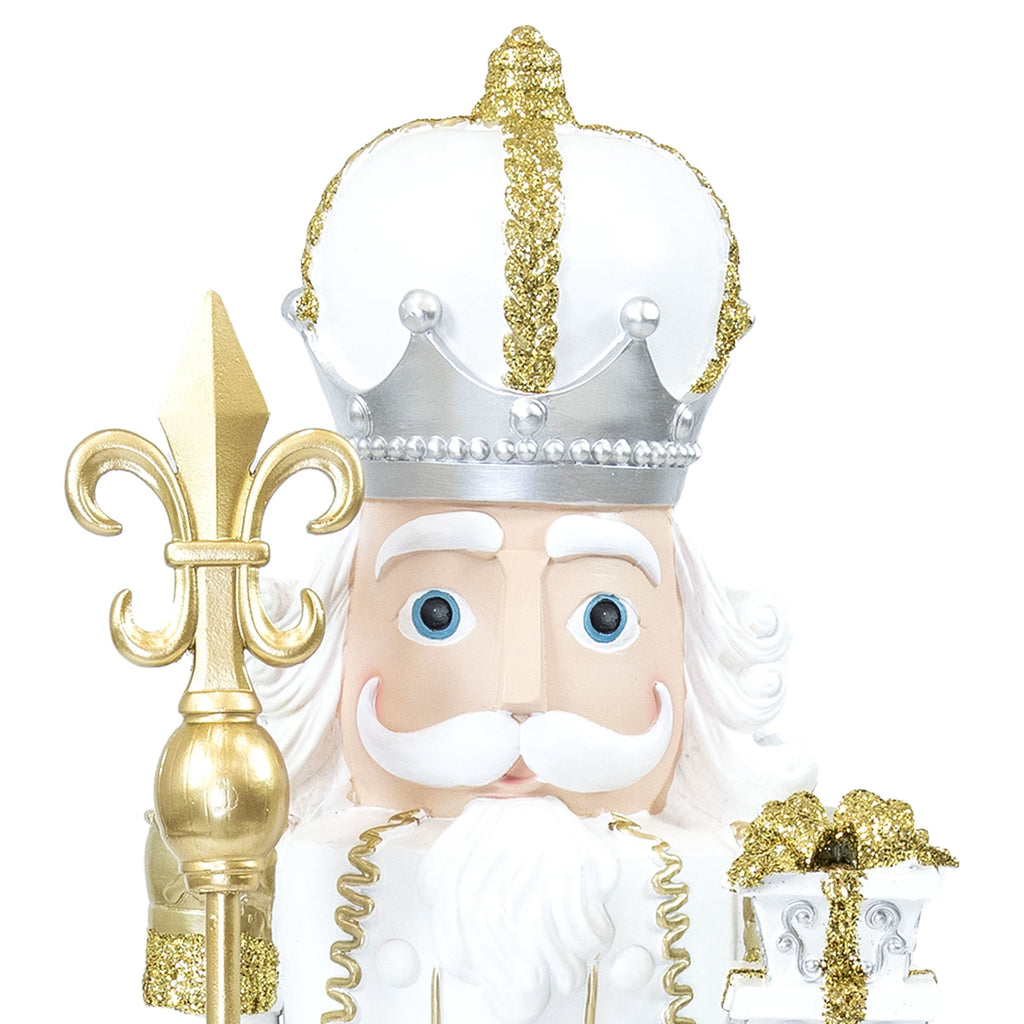 Sunnydaze Gold Polyresin Pierre the Fleur-de-Lis Nutcracker Christmas Statue, 47"
