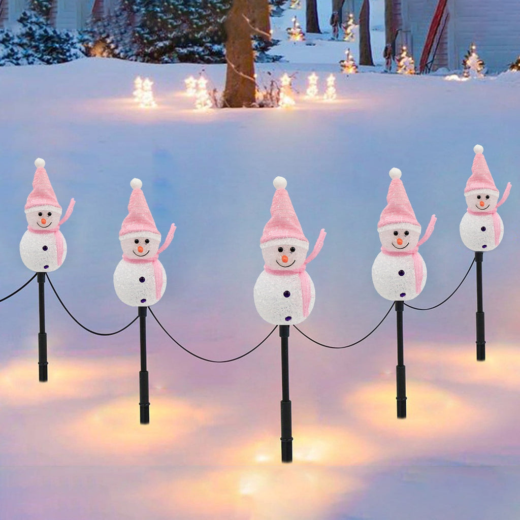 5pcs 17.3in Outdoor Christmas Lights, CXALSSY C9 LED Solar Christmas Lights near Me, Solar Outdoor Christmas Lights for House, IP65 Waterproof XMAS Snowman Decorations