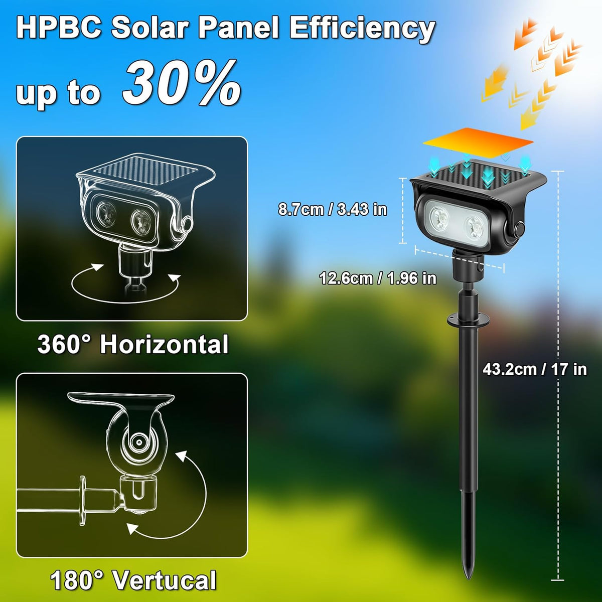 Indmird 1 pack Solar Path Lights, IP67 Waterproof for Garden Pathway Walkway Yard Lawn Decorative Landscape Lighting(Warm)