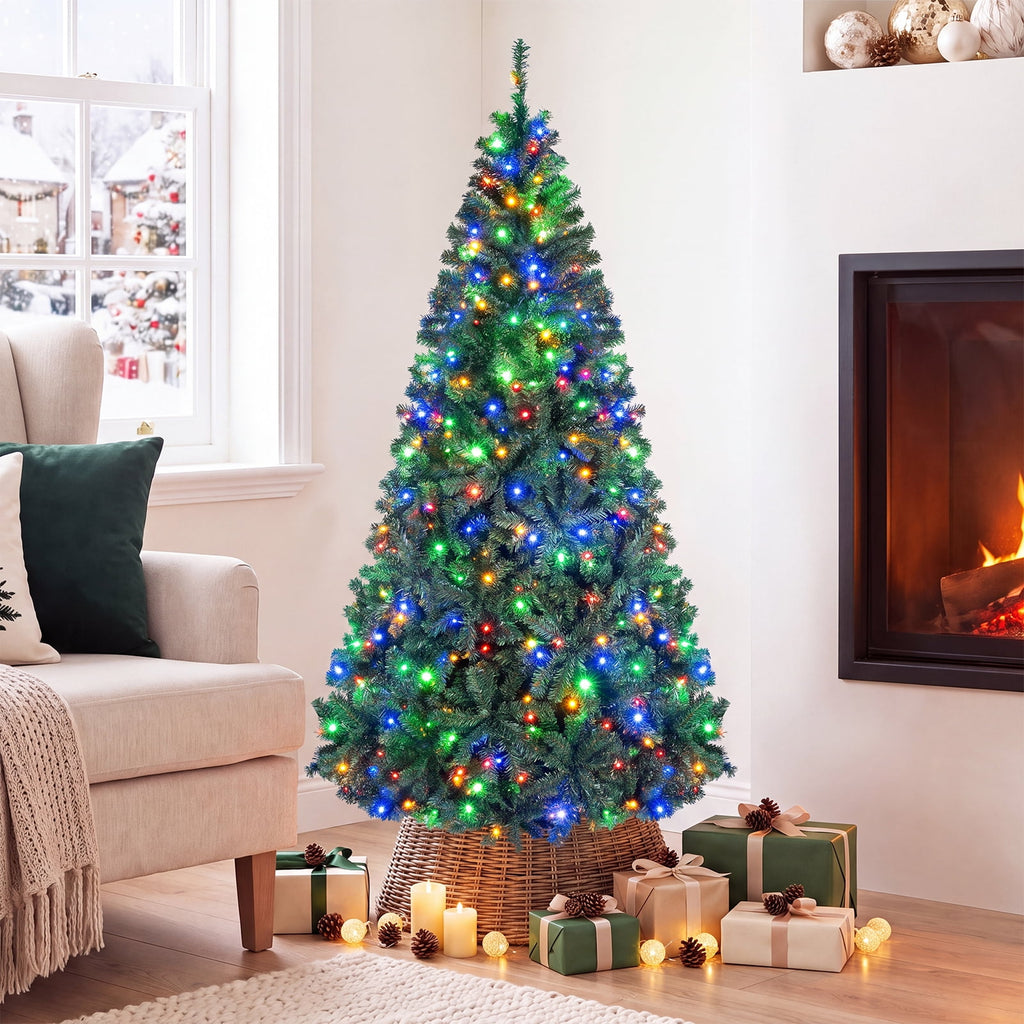 Costway 8Ft Pre-Lit Artificial Christmas Tree Hinged 750 LED Lights
