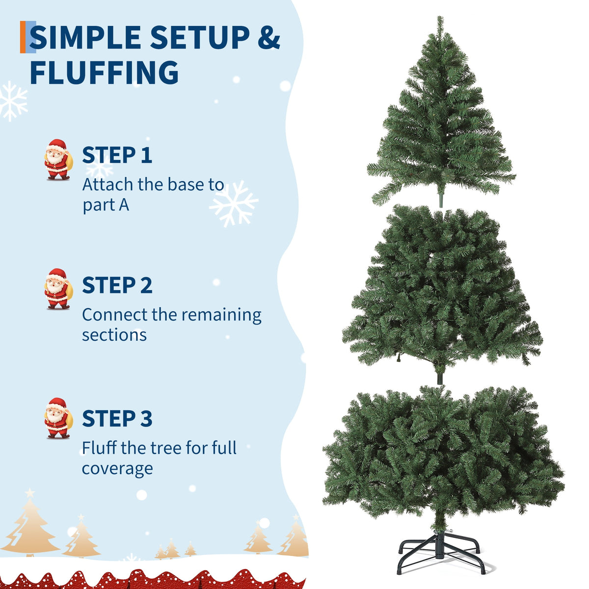 4.5FT/6FT/7.5FT/9FT Artificial Christmas Tree, Realistic Full-Body Branches, Unlit Hinged Sections, Holiday Christmas Tree, Foldable Base for Easy Setup and Storage for Home Parties