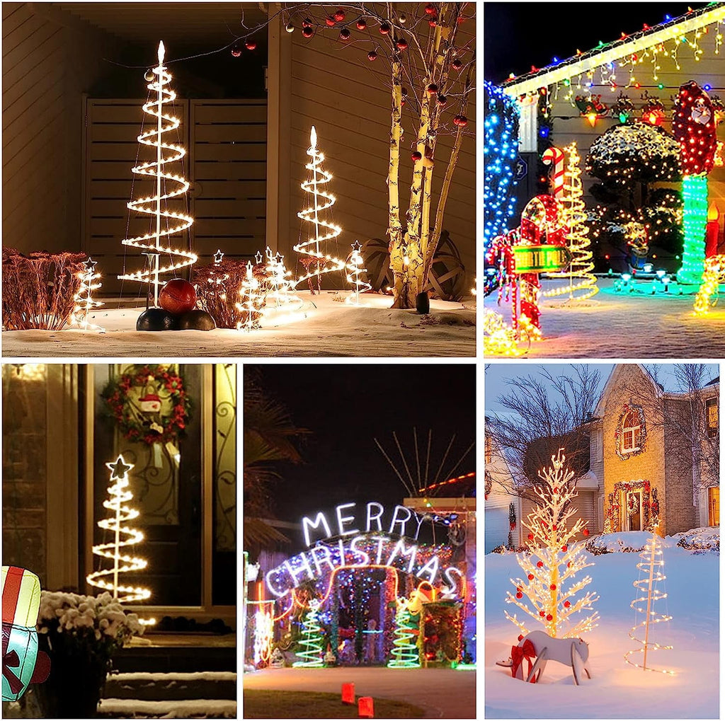 Colorful Lighted Spiral Christmas Tree Lights with Remote, 4FT