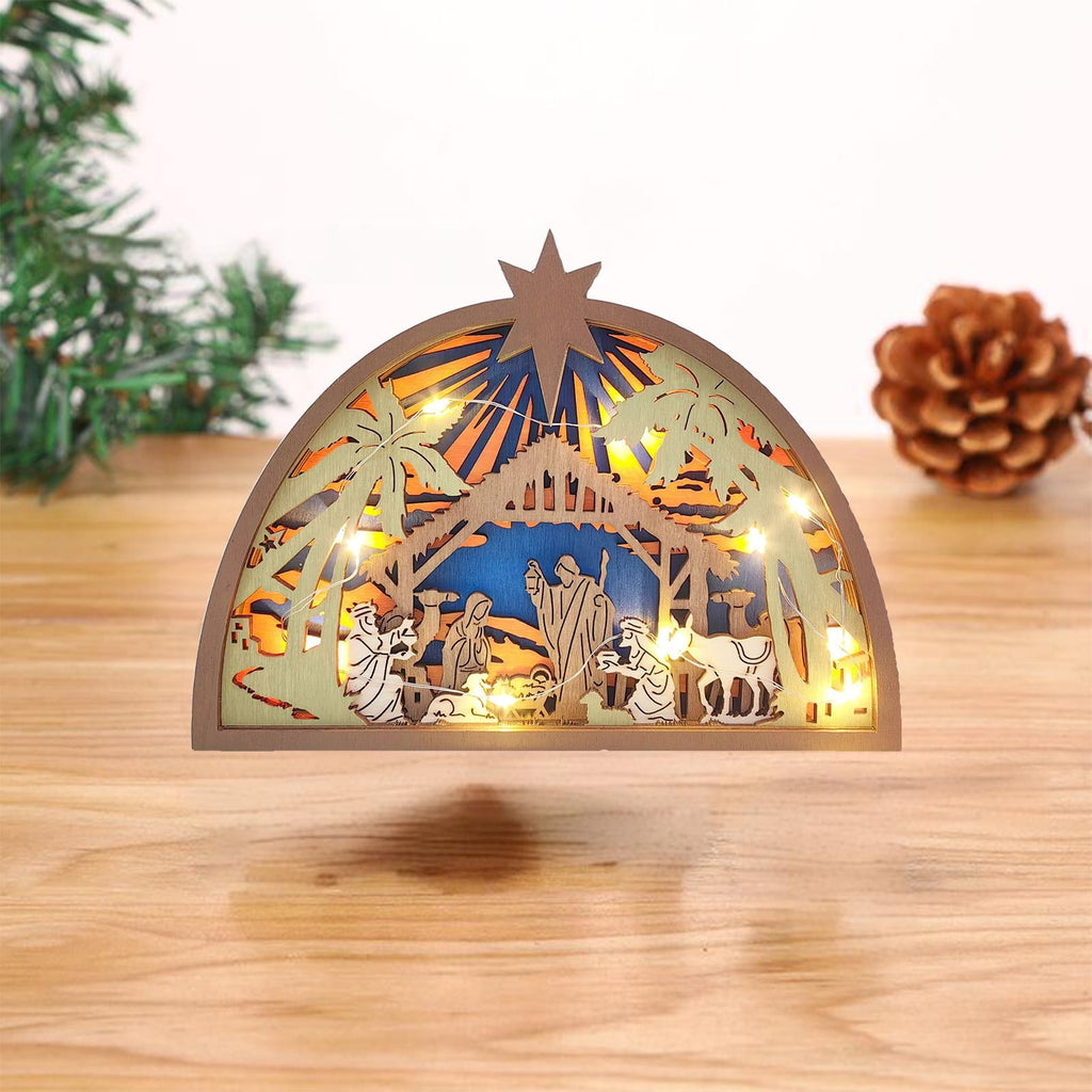 AuroraX Hanging Nativity Scene Sets for Christmas Decor,Holy Family Vintage Acrylic Ornament for Christmas Tree,Holiday Indoor Religious Decorations