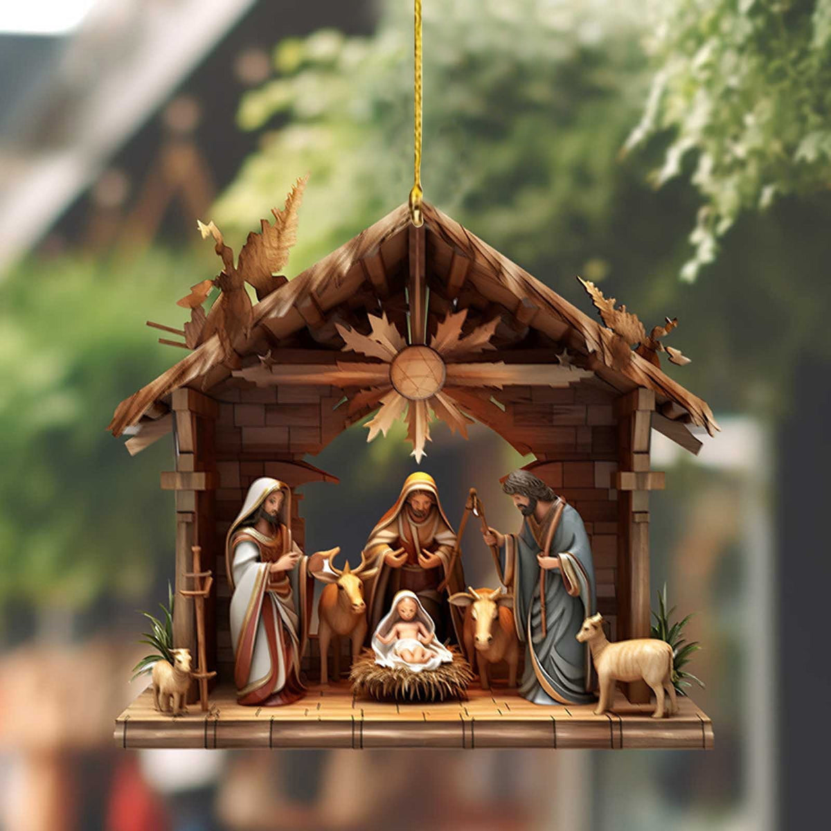 Xuniizn Nativity Ornaments, Christmas Nativity Scene Ornaments Acrylic Christmas Tree Decorations for Xmas Tree, Home, Office, Hanging Ornament, Religious Gifts, Party Decor, Christmas Decorations