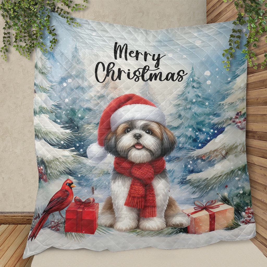 Merry Christmas French Bulldog Enjoys Woofmas Winter Xmas Holiday Quilt Bedding Set Dog Lover Gifts 1 Blanket Bed Cover 2 Pillowcases - 02022