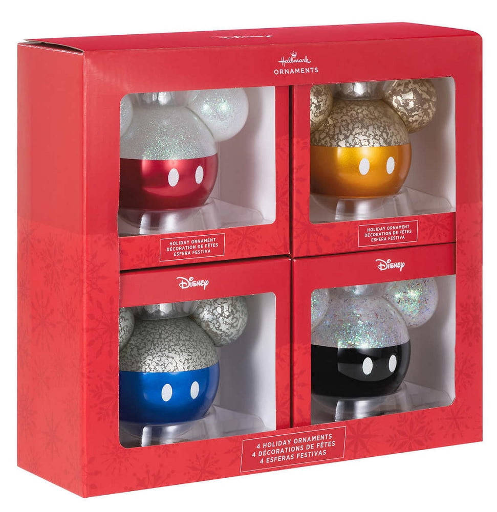 Hallmark Disney Mickey Mouse Icon Glass Ornaments Set of 4