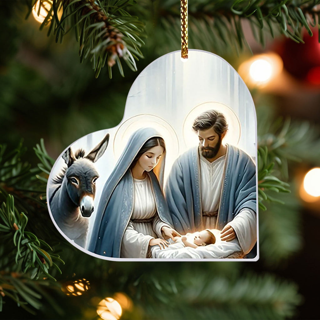 Xuniizn Nativity Ornaments, Christmas Nativity Scene Ornaments Acrylic Christmas Tree Decorations for Xmas Tree, Home, Office, Hanging Ornament, Religious Gifts, Party Decor, Christmas Decorations