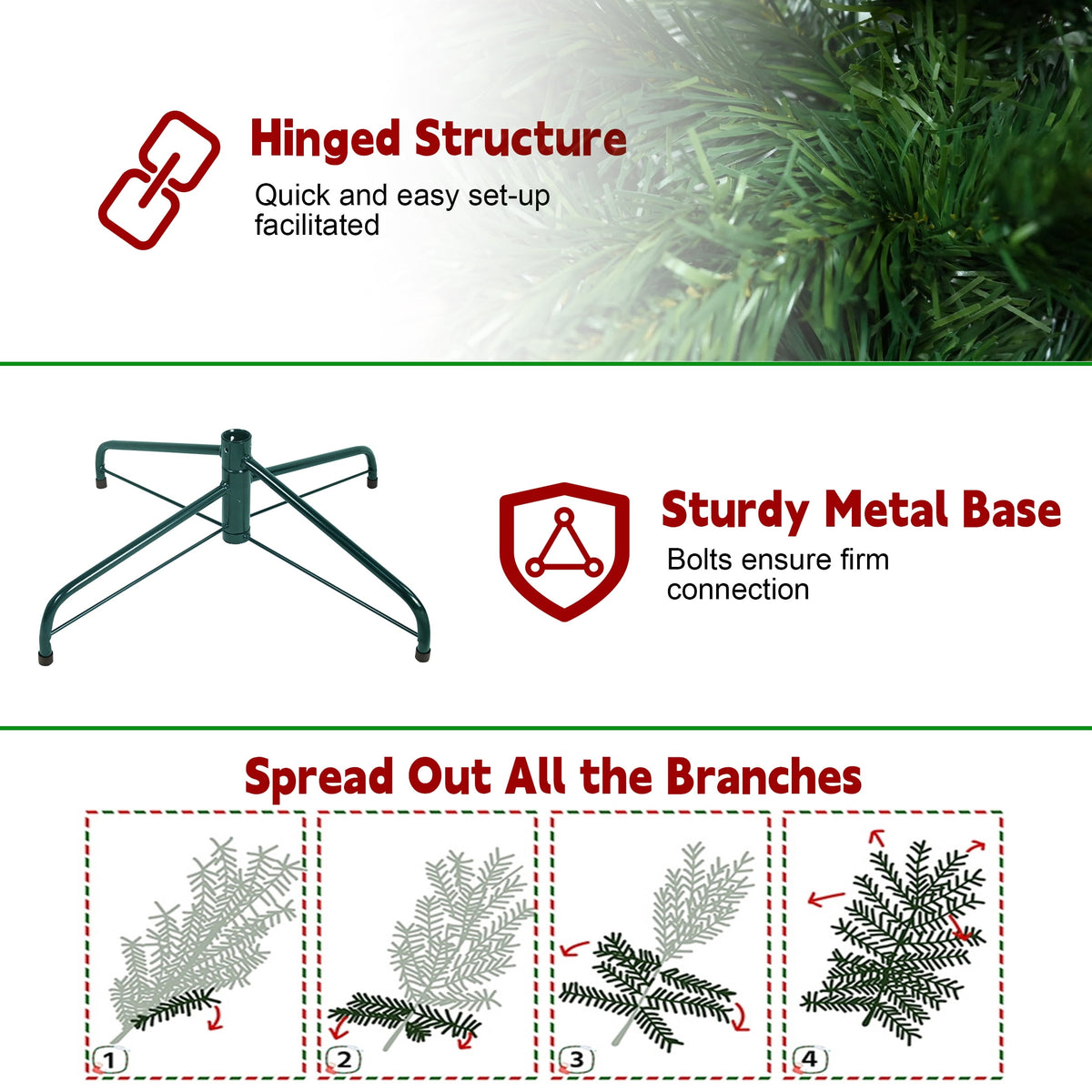 Bringstar 6FT Pre-Lit Pencil Christmas Tree,Green Artificial Xmas Trees, 150 LED Warm White Lights