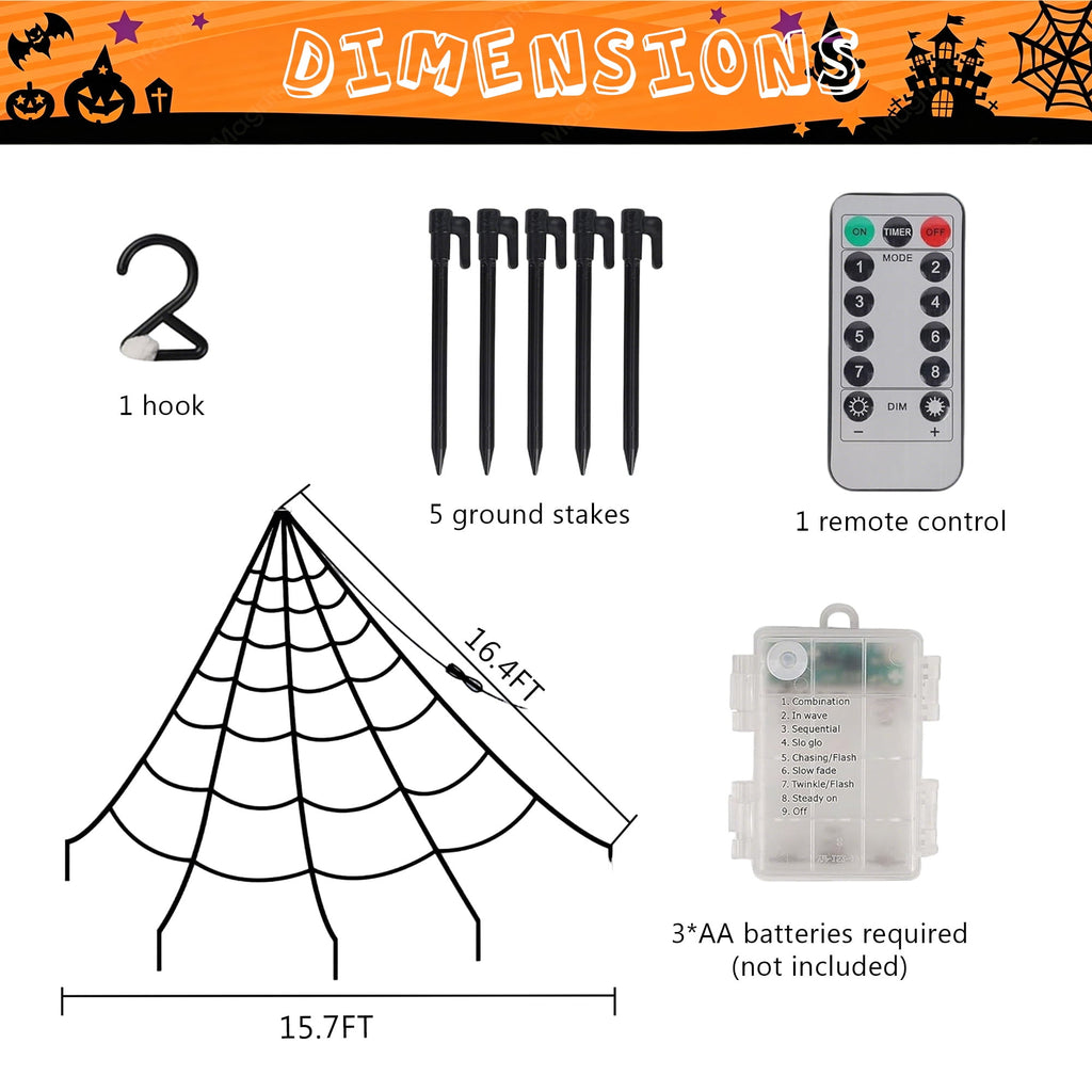 DAYBETTER Halloween Spider Web Lights, 250 LED Holiday Lighting, 15.7x16.4FT Waterproof Web Lights, Remote Control, for Indoor Outdoor Yard Garden Halloween Decor (Purple Light)