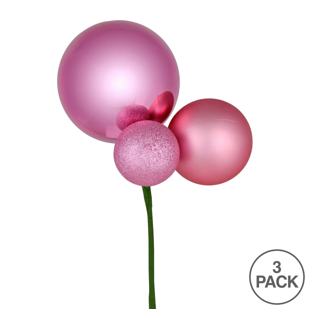 Vickerman 18" Honey Gold Orn Pick 3 per Bag. Features shiny, matte and glitter ornaments.