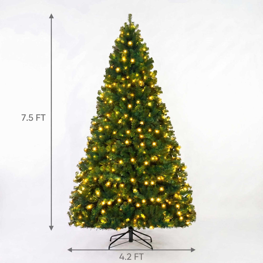 DAYBETTER 6ft Christmas Tree Artificial, Pre-lit with 250 LED Warm White Lights, 800 Branch Tips, Foldable Sturdy Metal Stand for Festival Home, Office Decor, Indoor and Outdoor