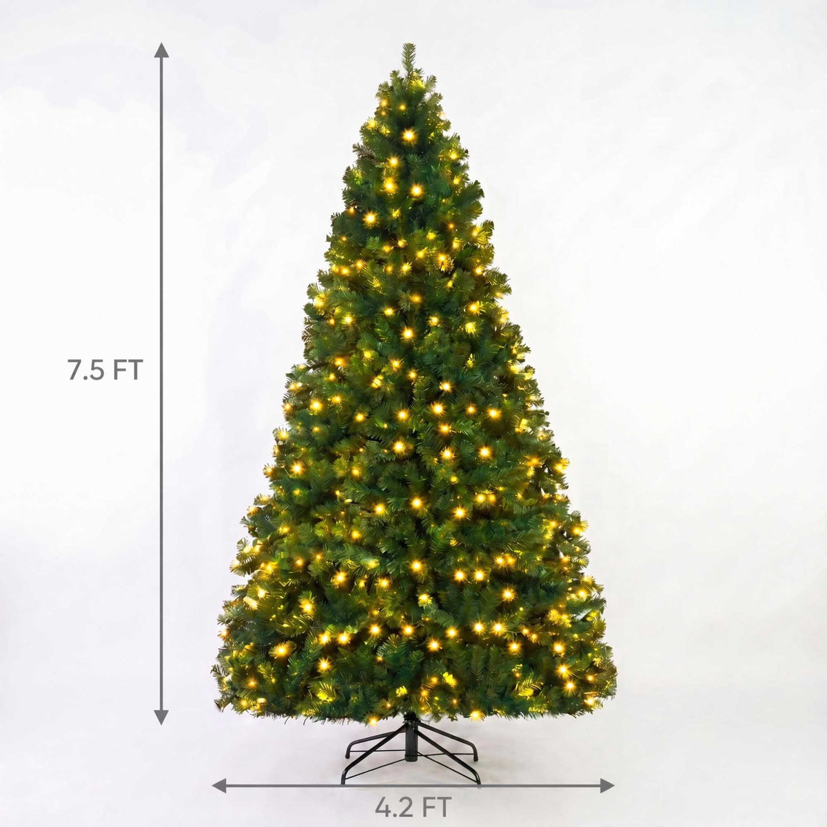 DAYBETTER 6ft Christmas Tree Artificial, Pre-lit with 250 LED Warm White Lights, 800 Branch Tips, Foldable Sturdy Metal Stand for Festival Home, Office Decor, Indoor and Outdoor