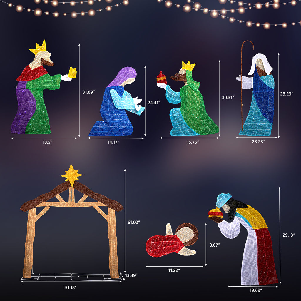 Ktaxon 5ft Christmas Lighted Nativity Scene Holy Family Christmas Outdoor Decor,with 400LED Lights
