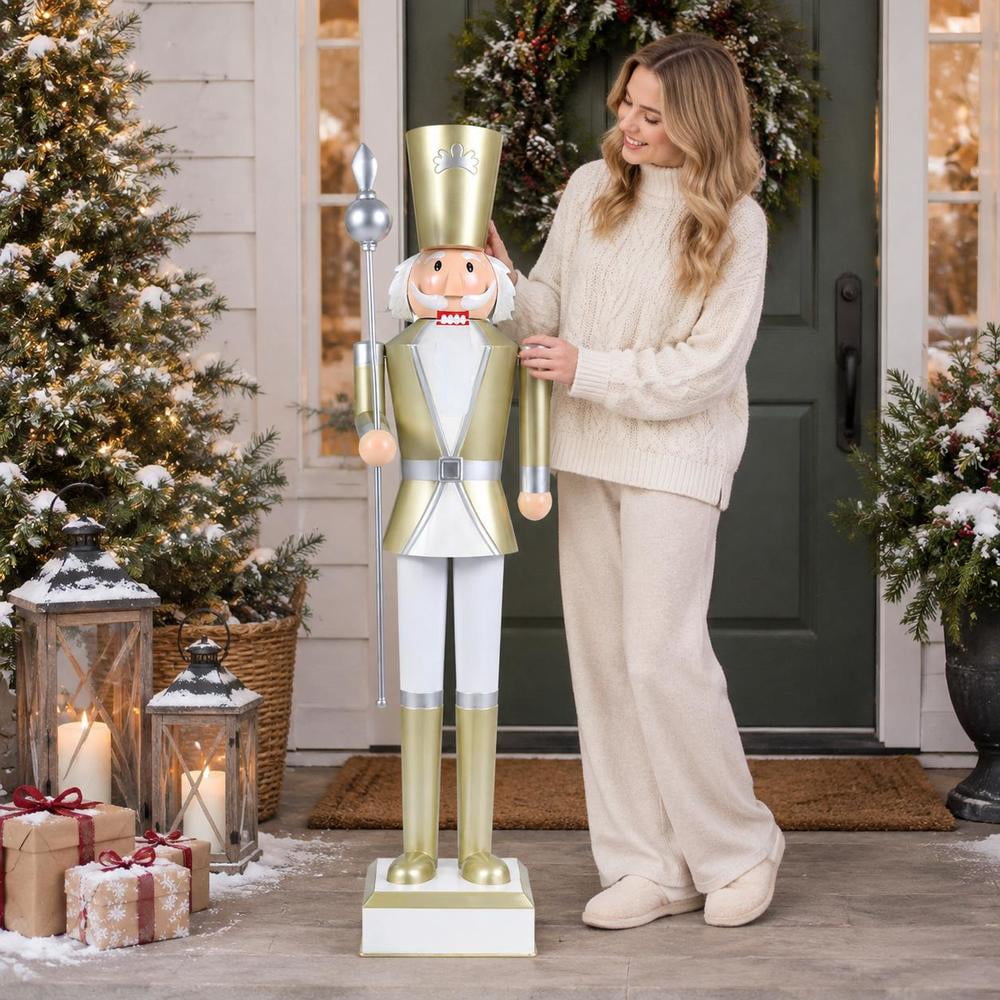 Christmas Nutcracker, 4 Ft, with High Hat, Scepter, Hidden Storage Compartment, Metal Frame, Sturdy Base