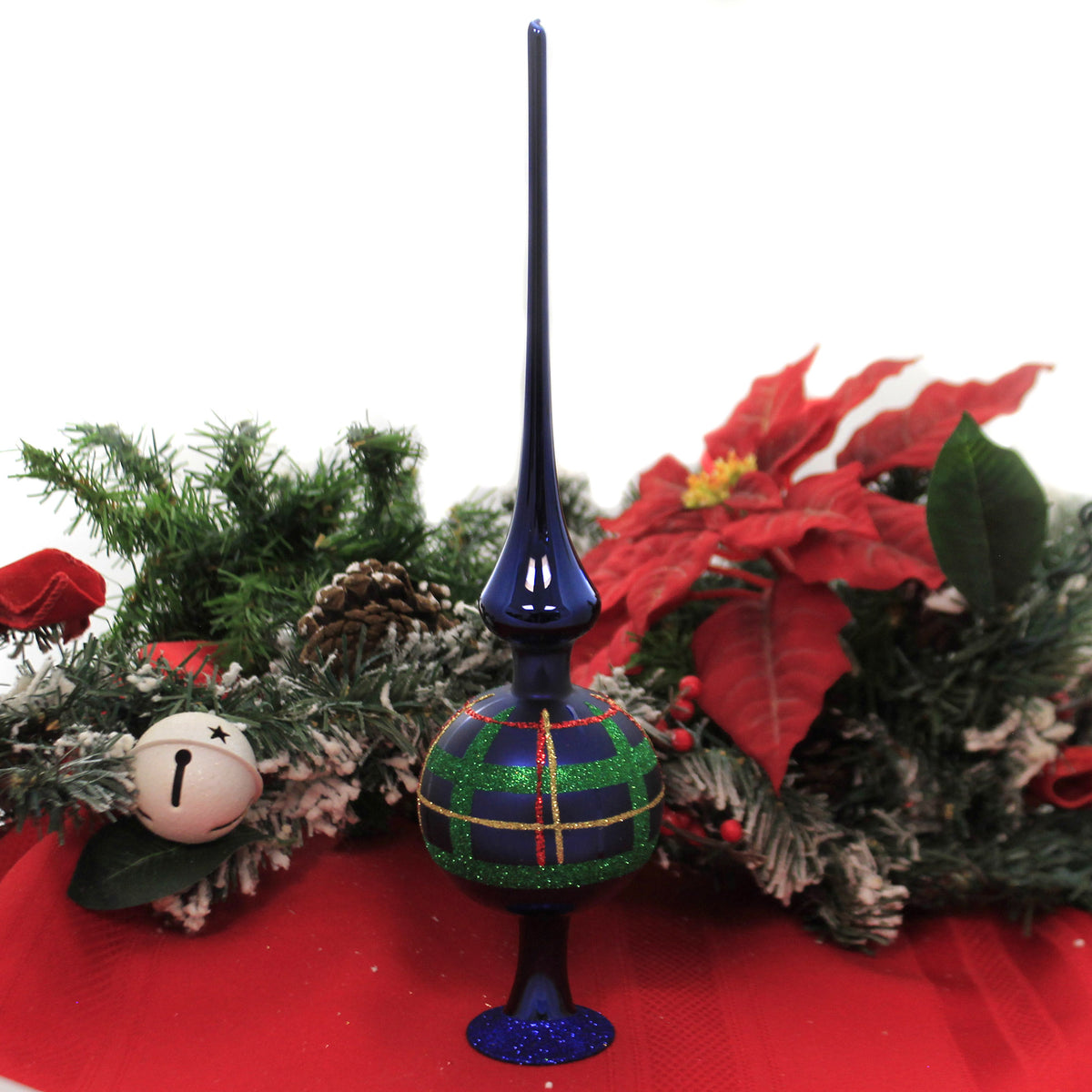 Shiny Blue Midnight Squared - 1 Tree Topper 13 Inch, Glass - Tree Topper Free Standing 21174T032