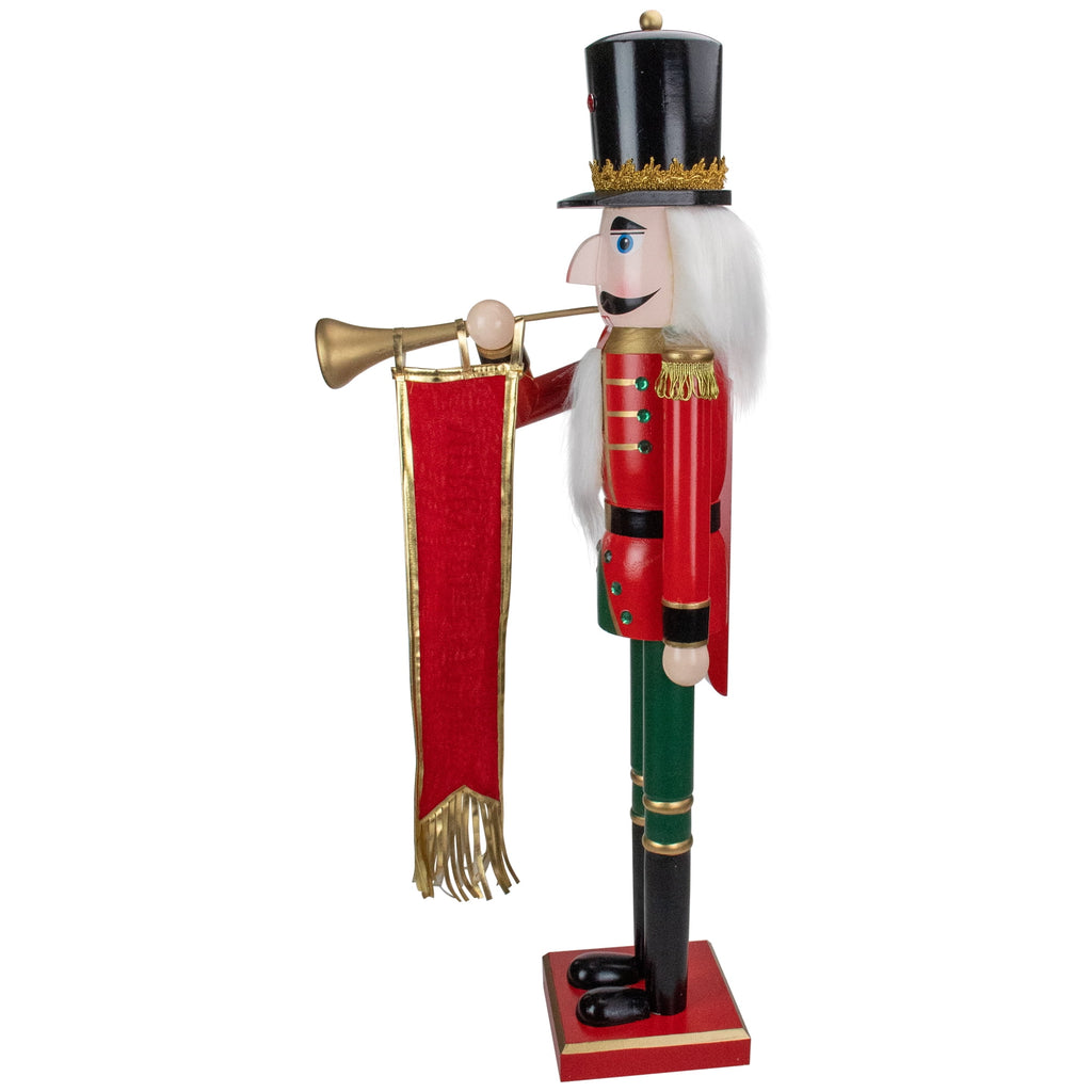 Northlight 36" Red and Green Christmas Nutcracker Soldier with Horn