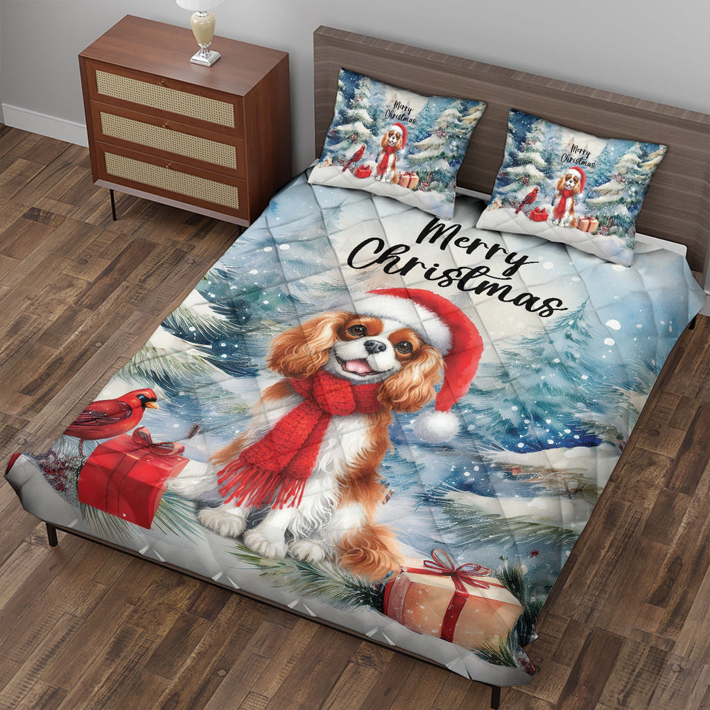 Merry Christmas French Bulldog Enjoys Woofmas Winter Xmas Holiday Quilt Bedding Set Dog Lover Gifts 1 Blanket Bed Cover 2 Pillowcases - 02022