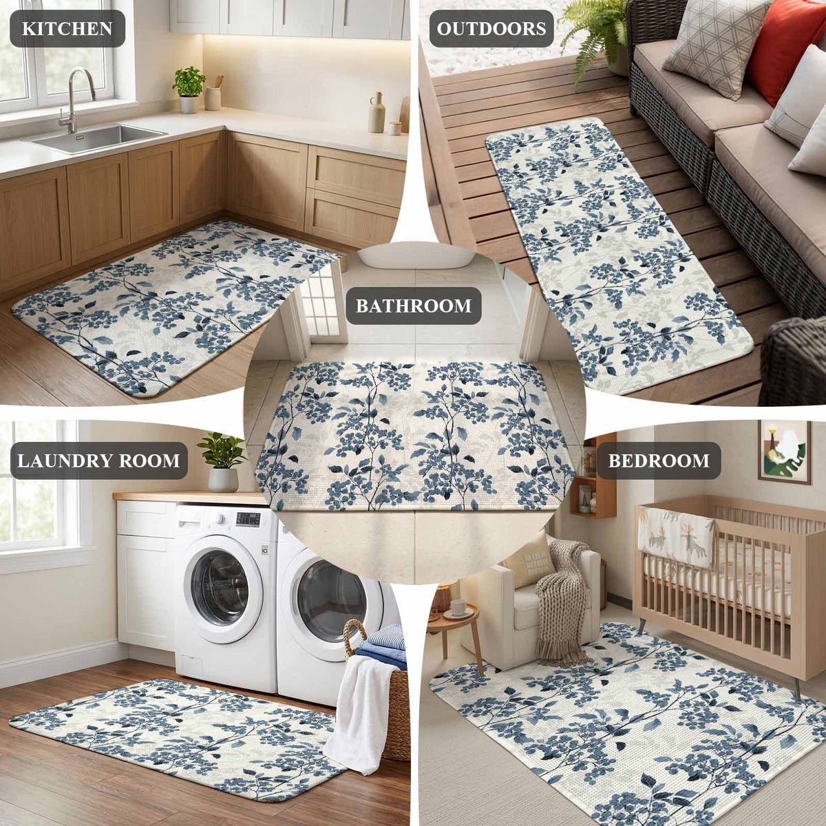 Hallway Runner Rug 31.5"x78.7",Christmas Gnomes Absorbent Non Slip Indoor Outdoor Carpet,Red Joy Pine Branches Cardinal Birds Low Profile Runner Rugs for Corridor Kitchen Laundry Room Entryway