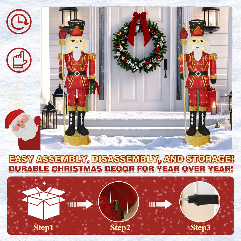 VEIKOUS 5ft Christmas Nutcracker Soldier Decoration, Xmas Indoor&Outdoor Decoration W/Candy Cane for Holiday Party