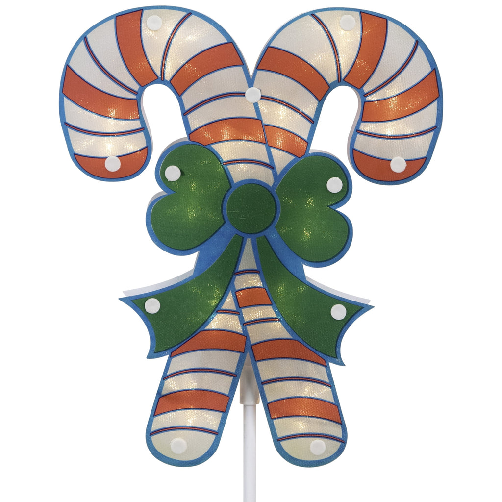 Northlight Lighted Holographic Candy Cane Outdoor Christmas Pathway Markers - 25.5" - Set of 3