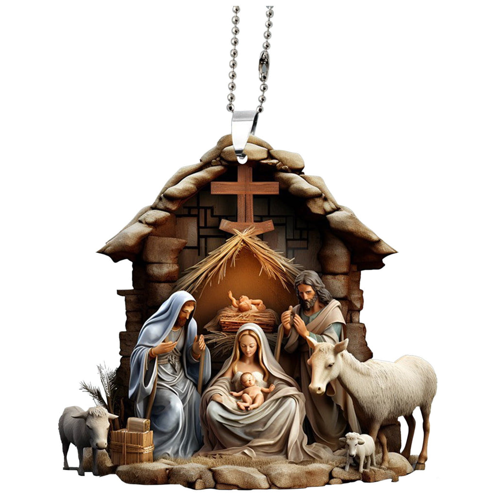 AuroraX Modern Christmas Decoration Hanging Acrylic Christmas Nativity Sets Neutral 2025 Decorative Nativity for Christma Tree,Home Decor