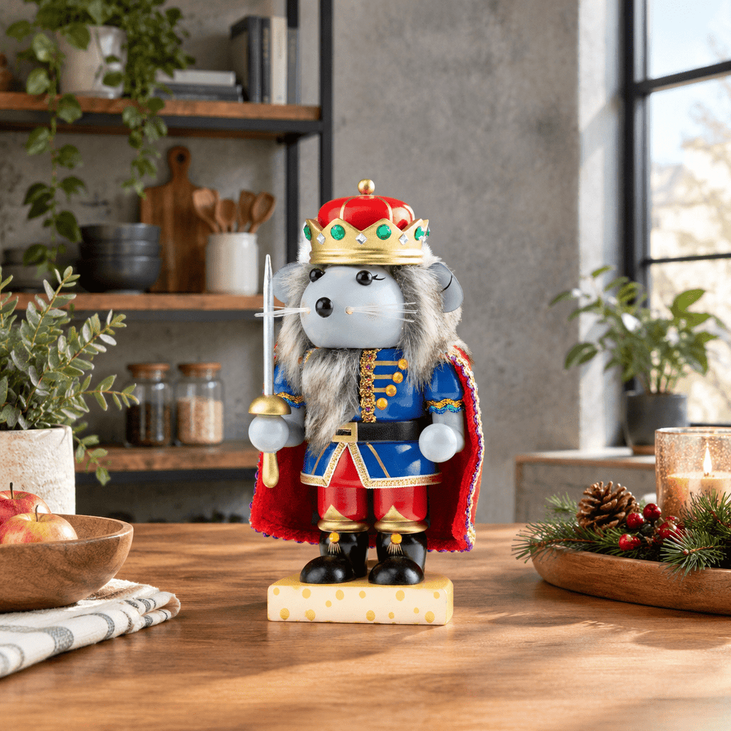 7 Inch Mouse King Traditional Wooden Nutcracker Festive Christmas Decor