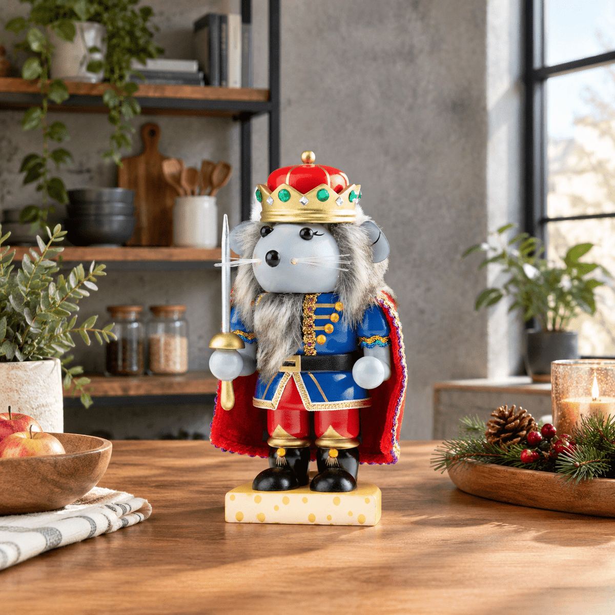7 Inch Mouse King Traditional Wooden Nutcracker Festive Christmas Decor
