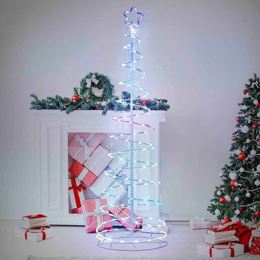 Colorful Lighted Spiral Christmas Tree Lights with Remote, 4FT