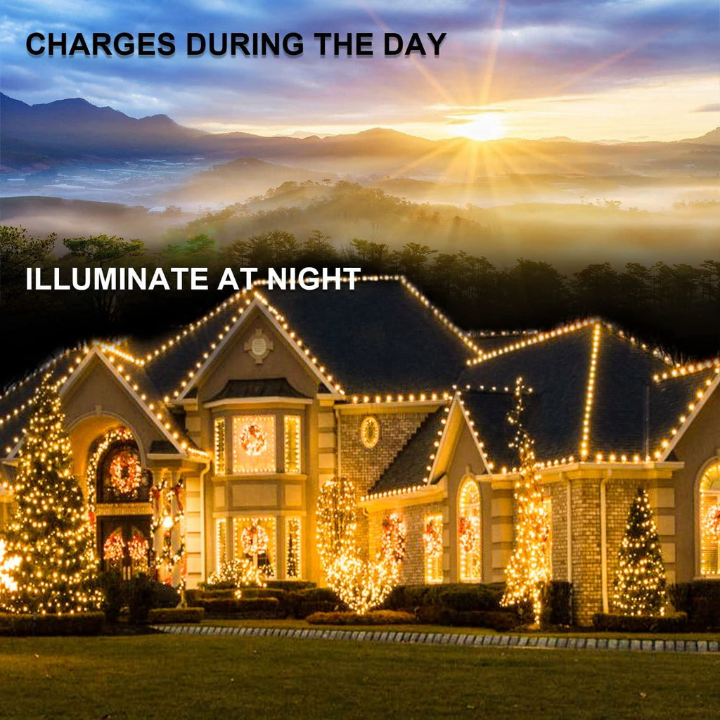 Rirool 2-Pack Solar Christmas Lights 100LED 39ft Waterproof Multicolor String Lights with 8 Modes for Gardens, Wedding, Party, Christmas Tree, Xmas Outdoor Decorations