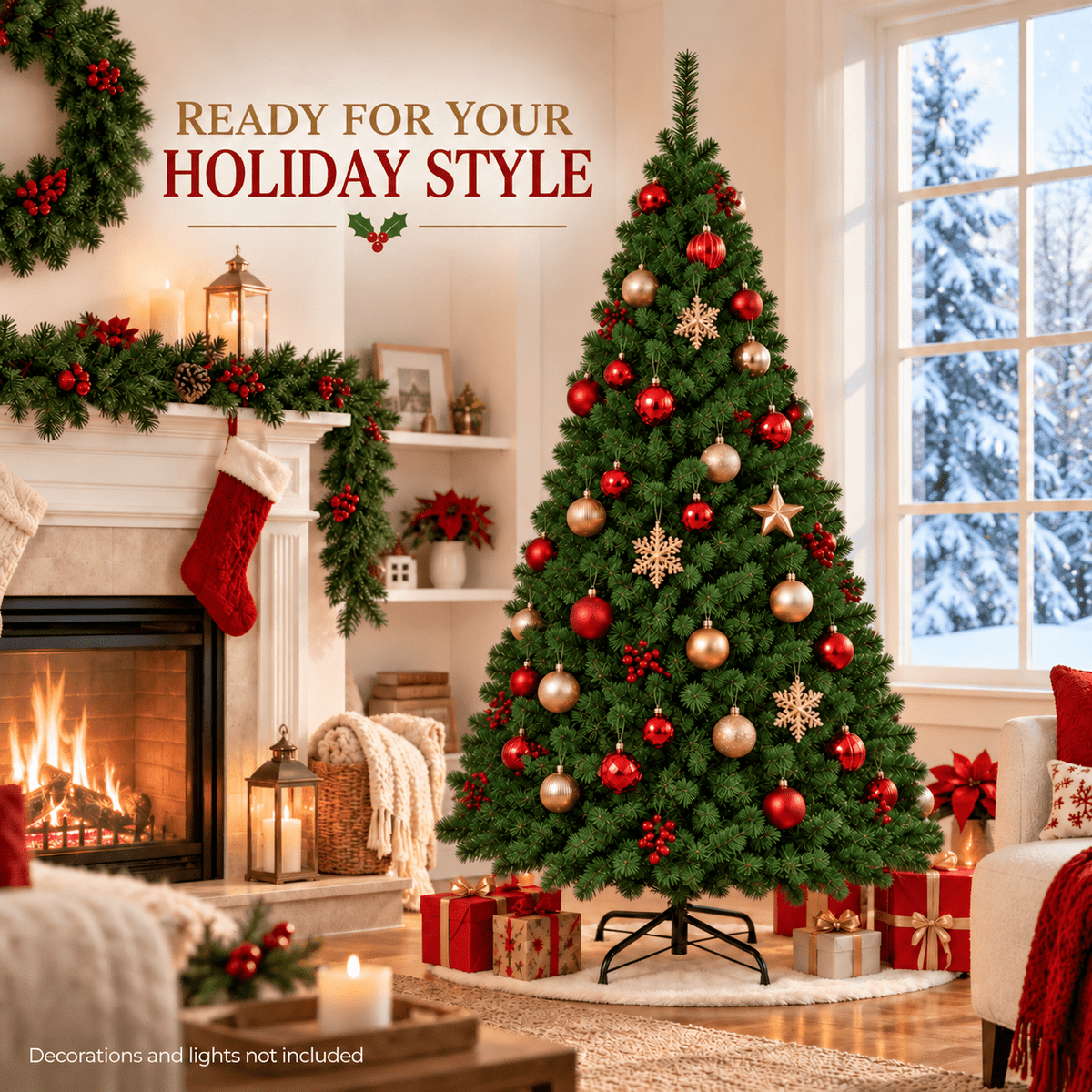 SUGIFT 6ft Artificial Christmas Tree with 1,000 Branch Tips, Hinged PVC Xmas Tree with Metal Stand, Green