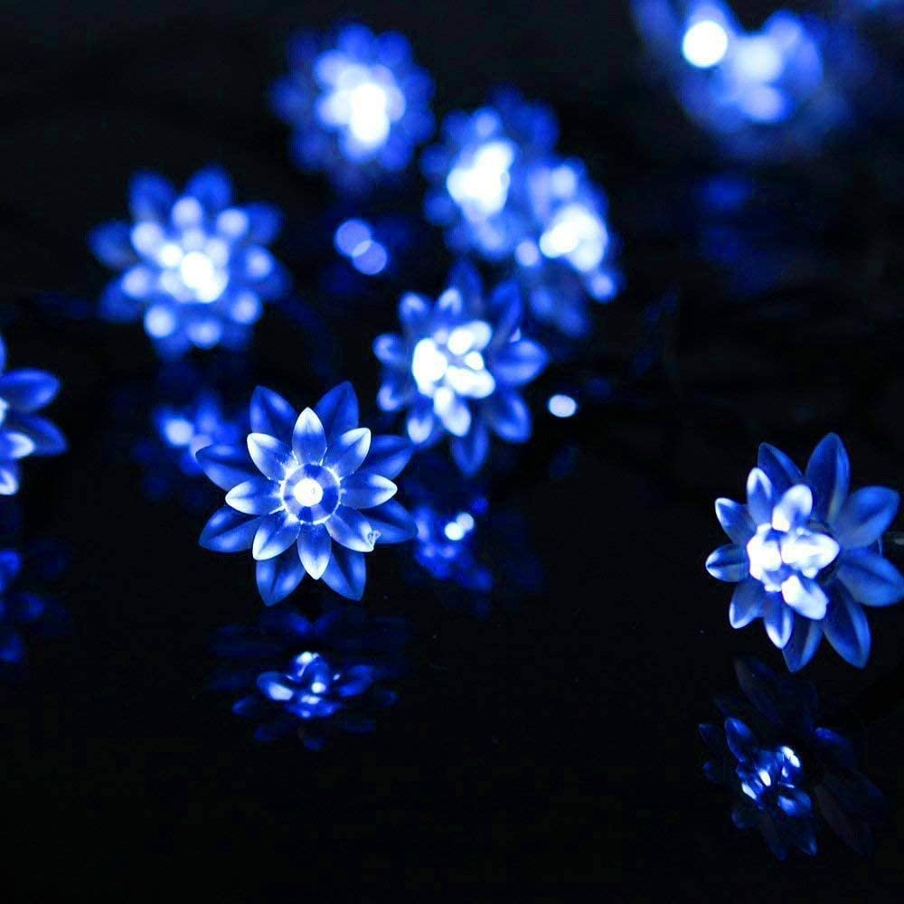 HESHENG Solar Lotus Flowers String Lights, Waterproof 40ft 100LEDs Lights Fairy Lights Outdoor 8 Modes Festival Lighting for Patio Yard Tree Wedding Party Christmas Decoration, Multicolor
