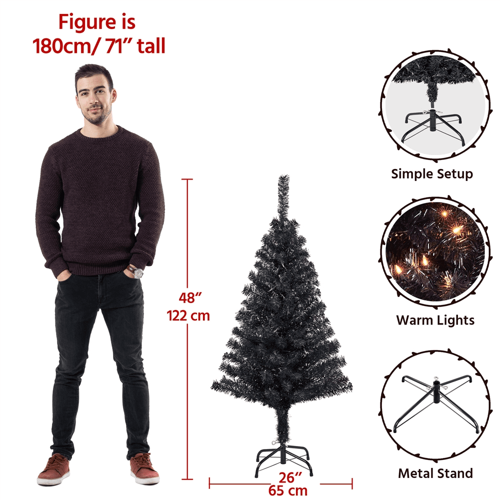 Alden Design 4ft Pre-lit Artificial Christmas Tree with 70 Incandescent Lights, Pink