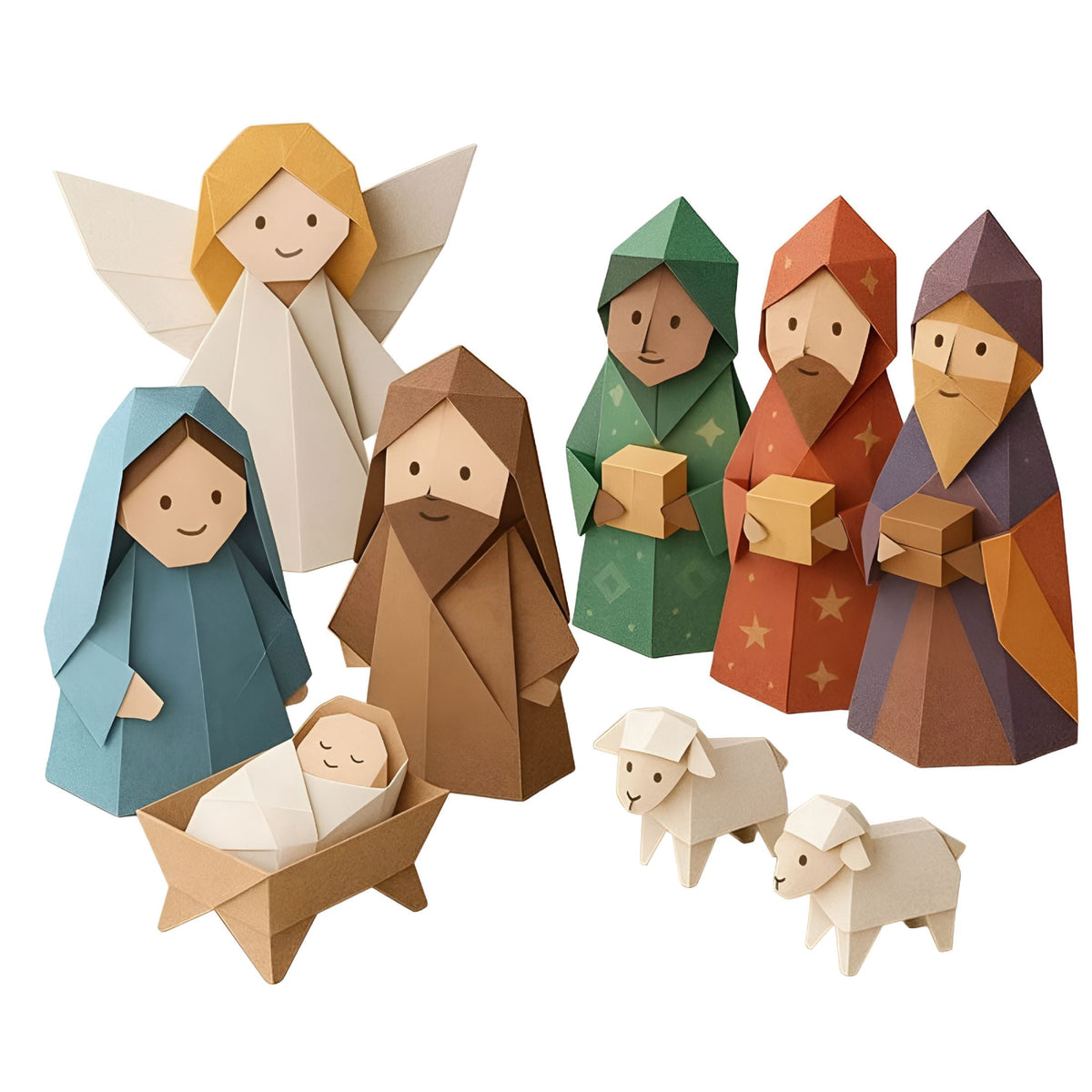 BESTSKY 2026 New Diy Paper Nativity Scene Kit-Holiday Decoration for Family Activities,Step-By-Step Instructions for Easy Crafting,For Mantel and Table Display