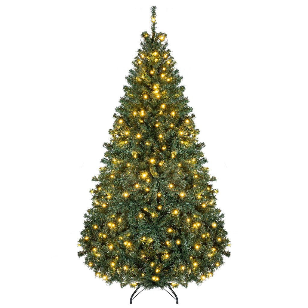 Costway 8Ft Pre-Lit Artificial Christmas Tree Hinged 750 LED Lights
