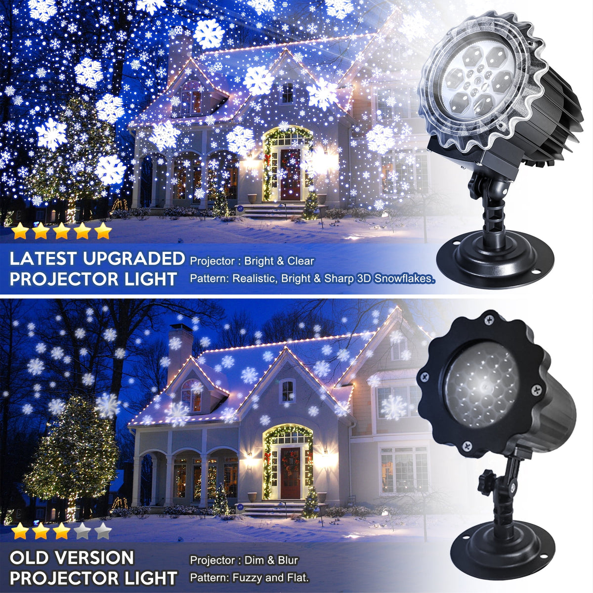 TAIYIMOJUN 3D Snowflake Projector Lights Waterproof Outdoor LED 1 Pack