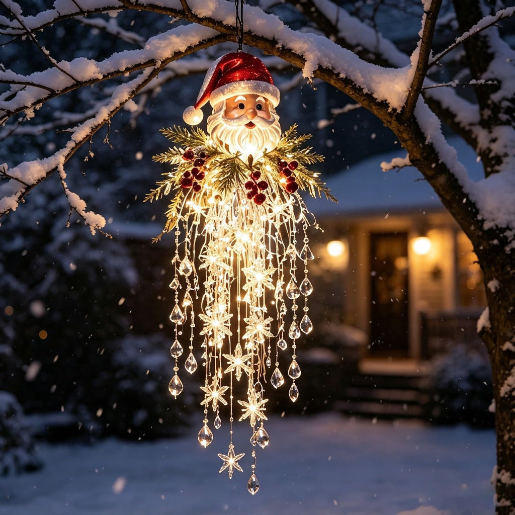 Crystal Cascade Christmas Light - Hanging Snowflake & Crystal LED Porch Decor(Blue light ball)