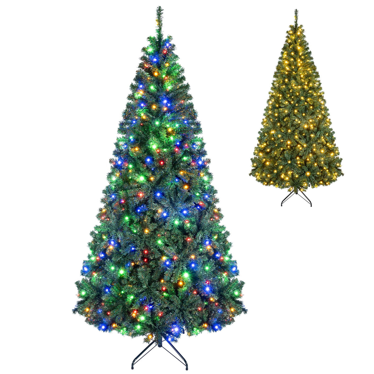 Costway 8Ft Pre-Lit Artificial Christmas Tree Hinged 750 LED Lights