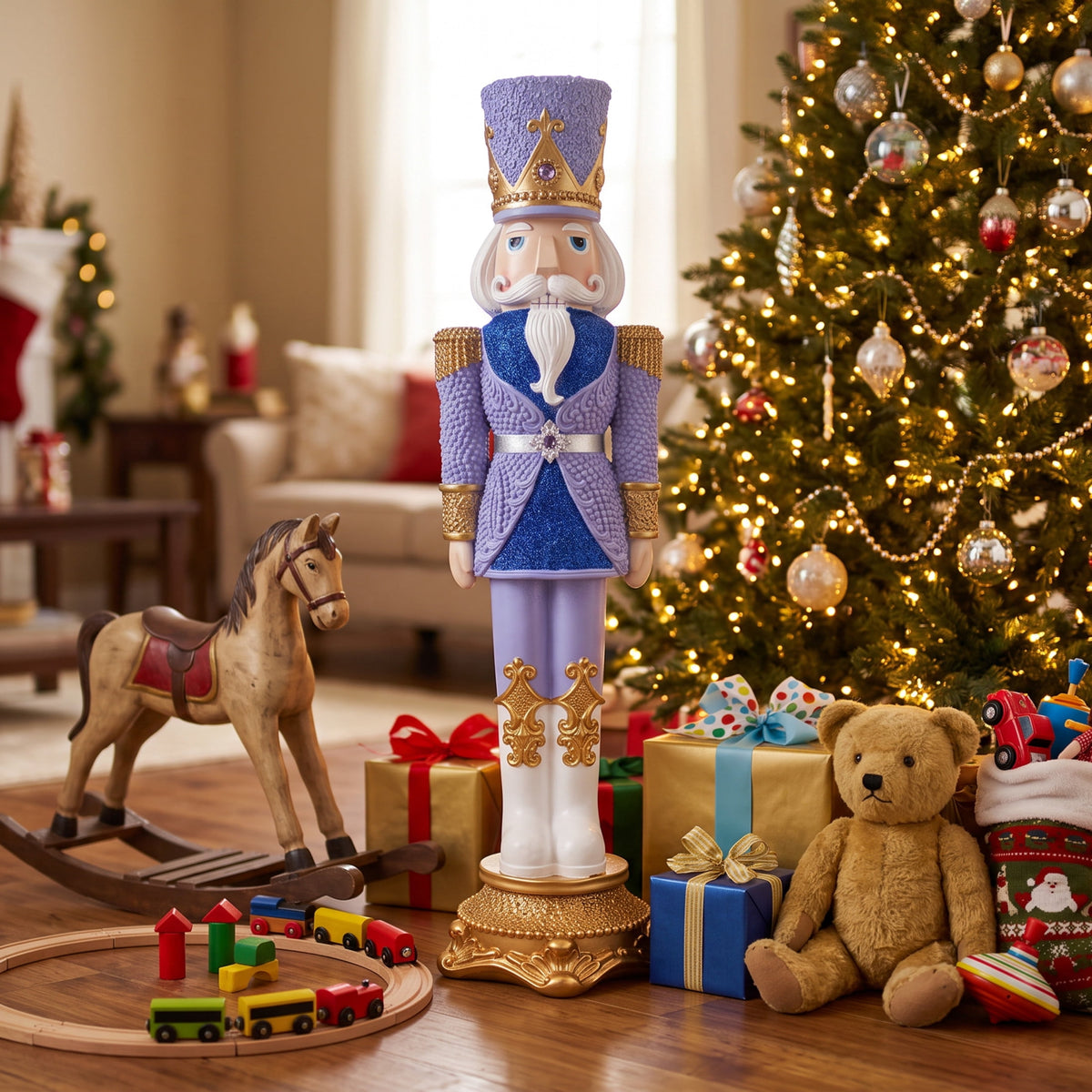 Sunnydaze Pink Polyresin Kenneth the Princely Nutcracker Christmas Statue, 37"