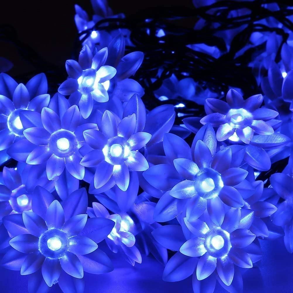 HESHENG Solar Lotus Flowers String Lights, Waterproof 40ft 100LEDs Lights Fairy Lights Outdoor 8 Modes Festival Lighting for Patio Yard Tree Wedding Party Christmas Decoration, Multicolor