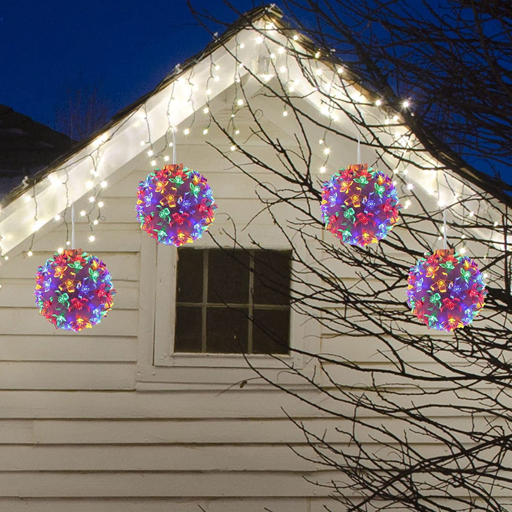 Twinkling Multicolored Sphere Light,Sphere Ornament LED Christmas Lights, Indoor or Outdoor Décor for Home, Garden, Lawn, 4.2 Inch (4X50LED) - Multicolor