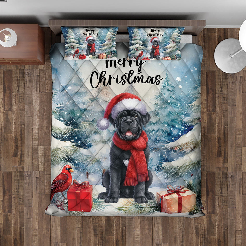 Merry Christmas French Bulldog Enjoys Woofmas Winter Xmas Holiday Quilt Bedding Set Dog Lover Gifts 1 Blanket Bed Cover 2 Pillowcases - 02022