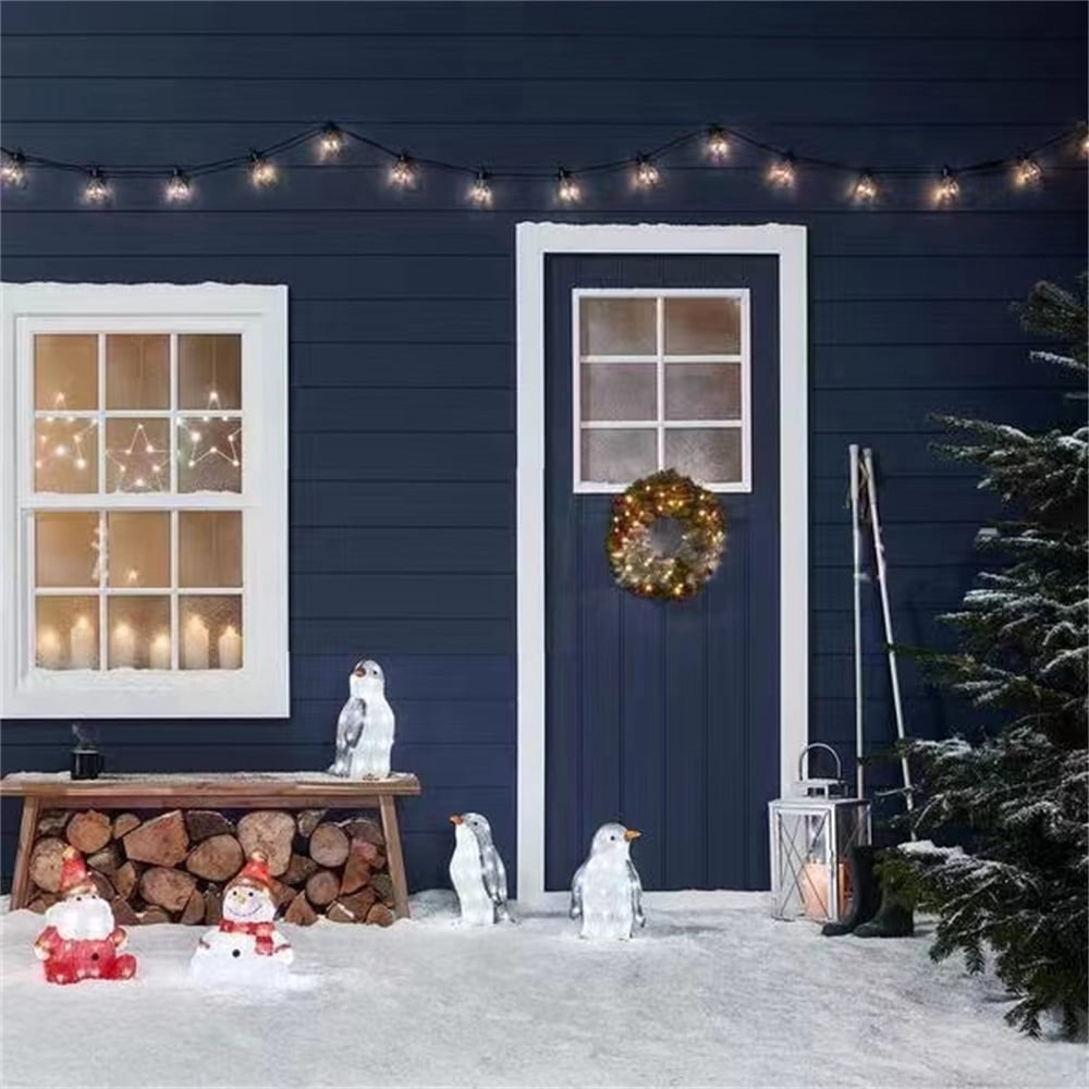 CUITING 3PCS Lighted Christmas Penguin LED Christmas Penguin Decoration Plug-in Christmas Light Up Penguin for Outdoor Yard Holiday Decor (Flat 2D)