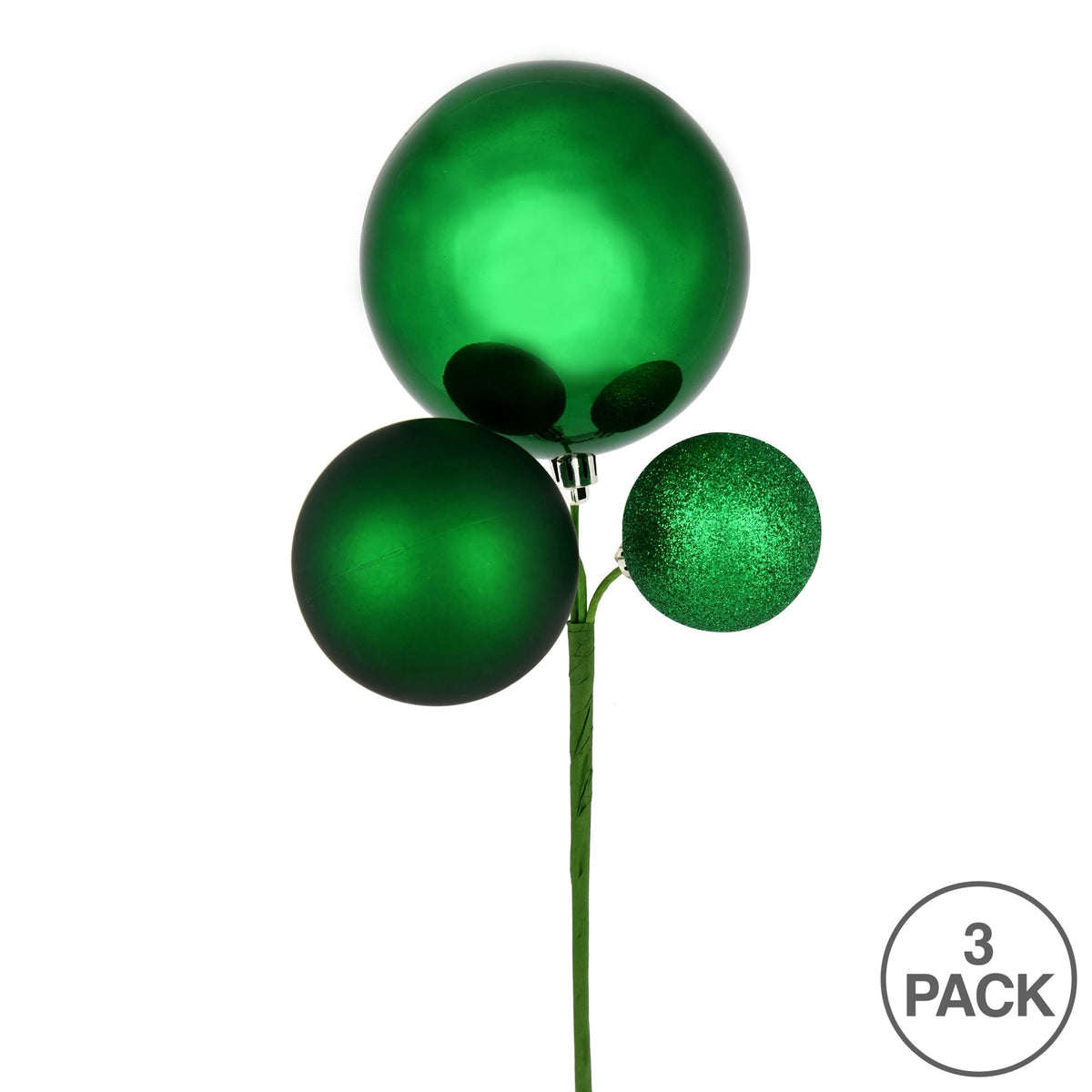 Vickerman 18" Honey Gold Orn Pick 3 per Bag. Features shiny, matte and glitter ornaments.