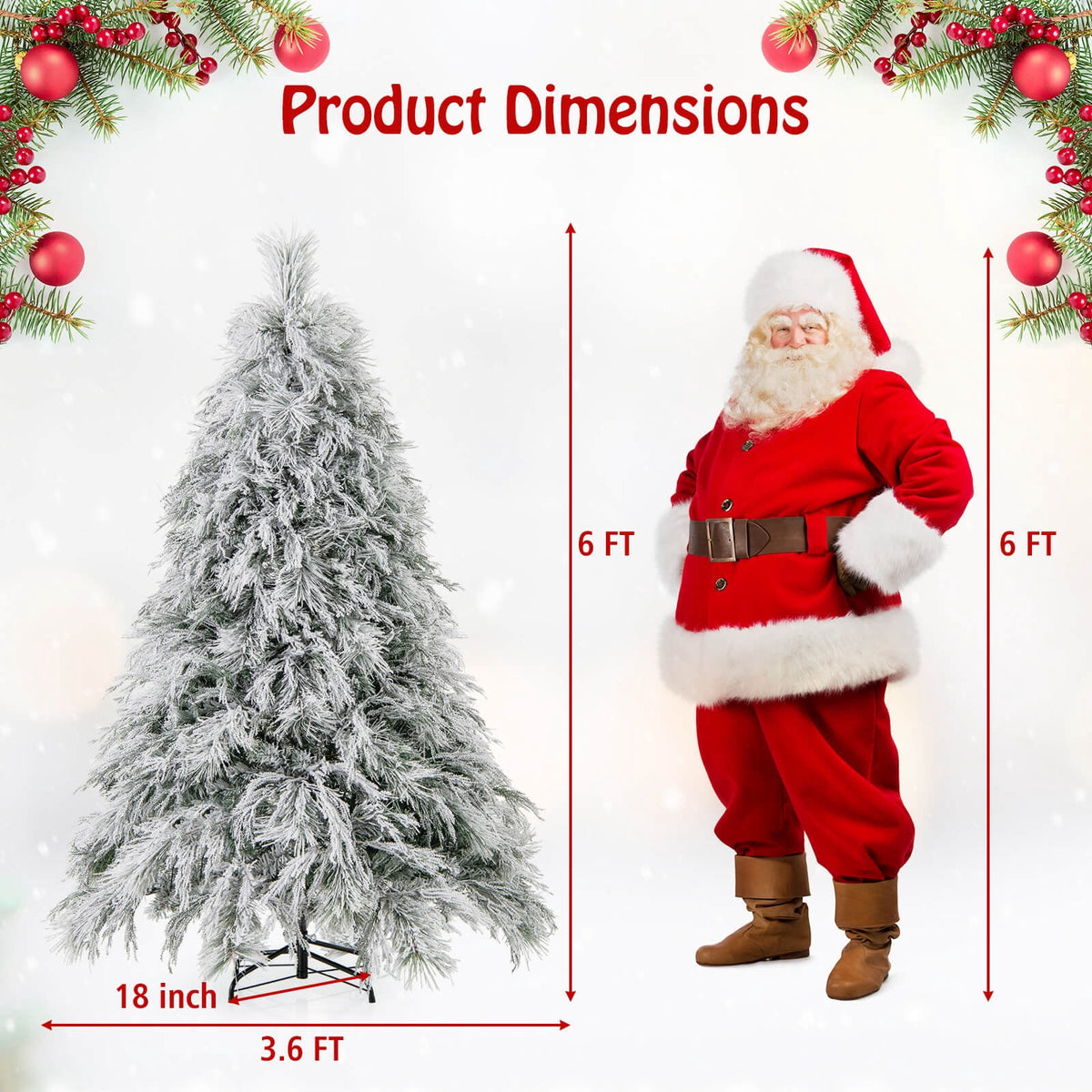 Costway 6 FT Pre-Lit Artificial Christmas Tree with 519 PVC & Pine Needles & PE Tips